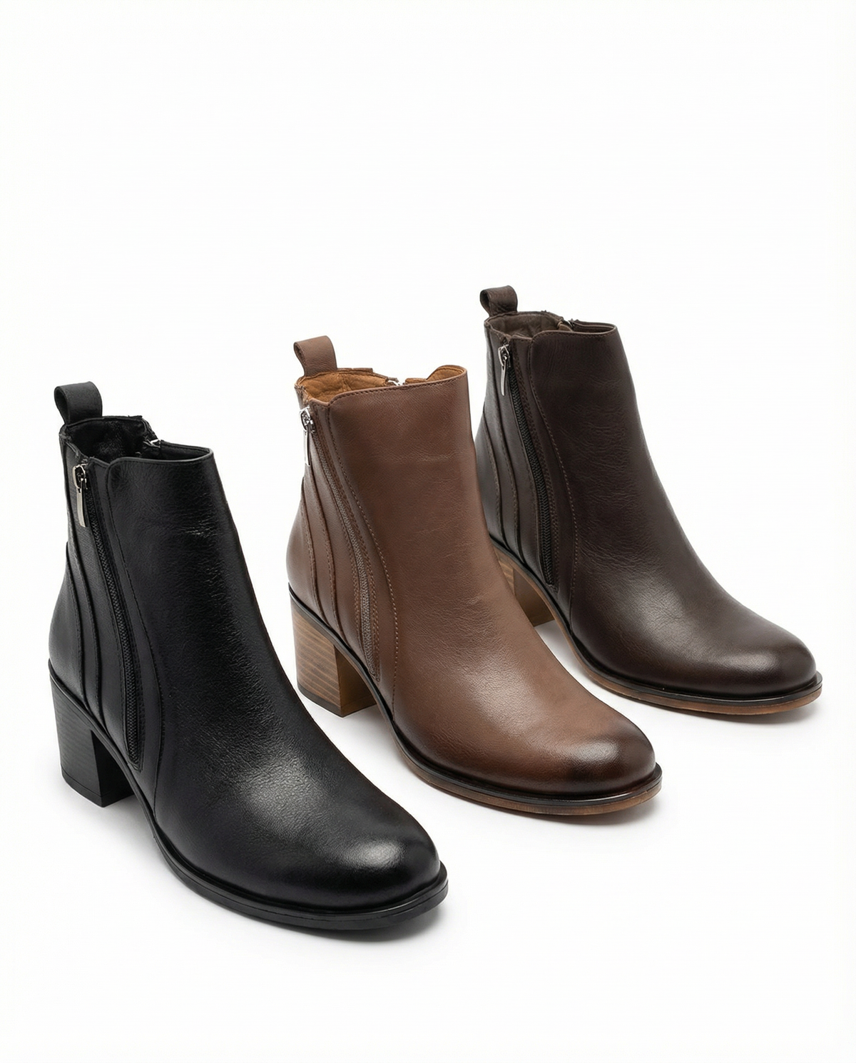 Handgefertigte Leder-Stiefeletten mit Vintage-Finish & Reißverschluss (303)
